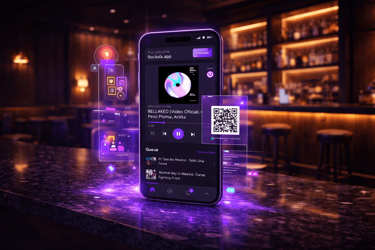 TV convertida en Rockola Digital con QR — Rockola Virtual para bares