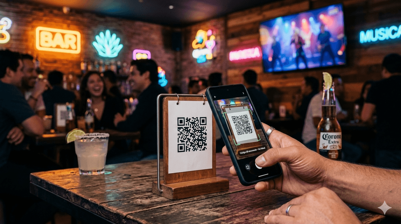 Cliente pide canción con QR en la mesa — Rockola con QR